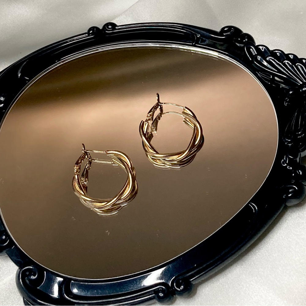 Gold Twisted Hoop Earrings